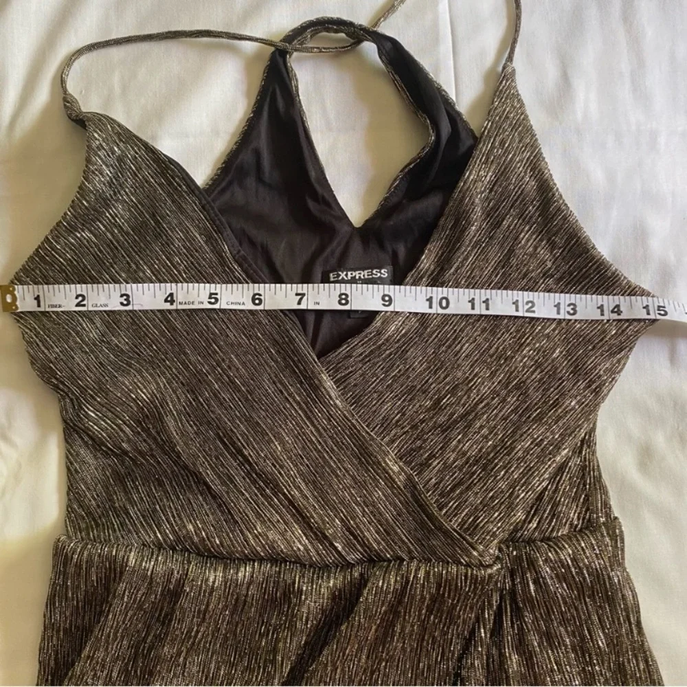 Express Shimmer Mini black and gold V Neck layered party dress Size S - Picture 7 of 9